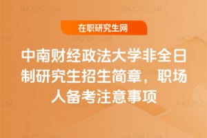 中南財經政法大學非全日制研究生招生簡章，職場人備考注意事項