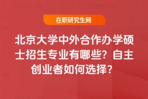2026年北京大學中外合作辦學碩士招生專業有哪些？自主創業者如何選擇？