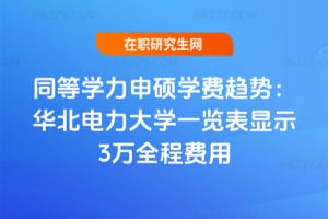 2026年同等學力申碩學費趨勢:華北電力大學一覽表顯示3萬全程費用