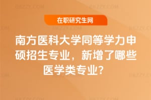 南方醫科大學同等學力申碩招生專業，2025年新增了哪些醫學類專業？
