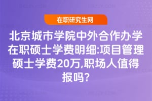 北京城市學院中外合作辦學在職碩士學費明細:2026年項目管理碩士學費20萬,職場人值得報嗎?