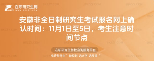 安徽非全日制研究生考試報名網上確認時間