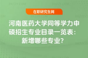 河南醫(yī)藥大學(xué)同等學(xué)力申碩招生專業(yè)目錄一覽表：2026年新增哪些專業(yè)？