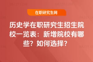 2026歷史學在職研究生招生院校一覽表:新增院校有哪些?如何選擇?