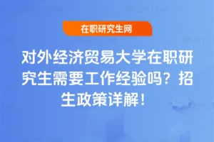 對外經濟貿易大學在職研究生需要工作經驗嗎？2026招生政策詳解！